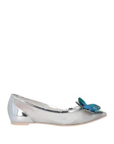 Ras Woman Ballet Flats Silver Size 7.5 Textile Fibers