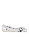 Ras Woman Ballet Flats Silver Size 8 Leather, Textile Fibers In Silver