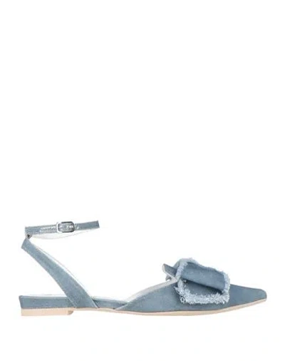 Ras Woman Ballet Flats Slate Blue Size 8 Textile Fibers