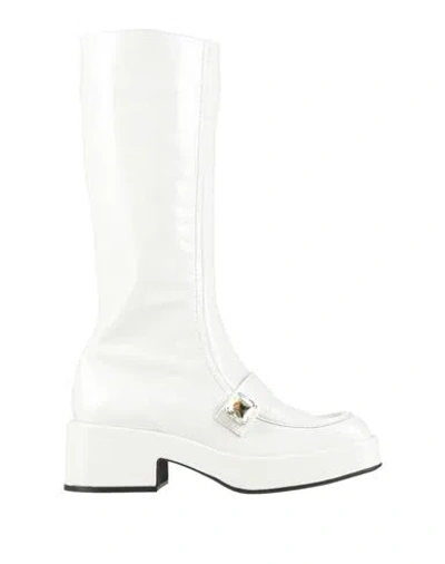 Ras Woman Boot Cream Size 10 Leather In White