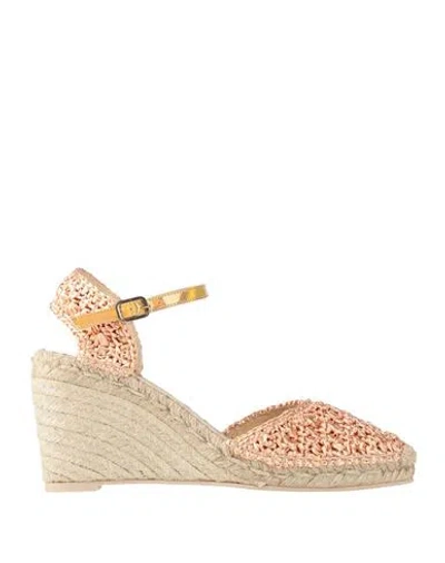 Ras Woman Espadrilles Apricot Size 7 Synthetisches Material In Orange