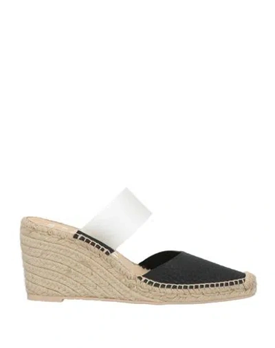Ras Woman Espadrilles Black Size 7 Leather, Plastic In Neutral