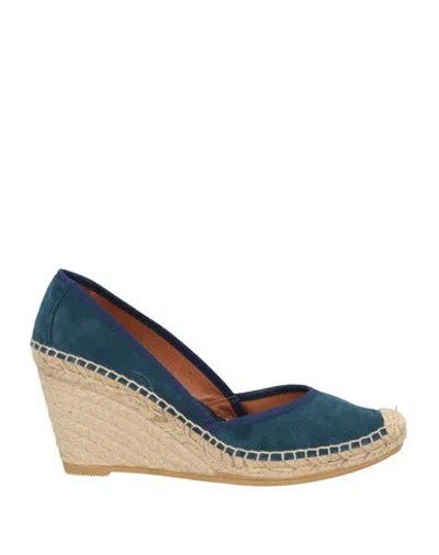 Ras Woman Espadrilles Deep Teal Size 10 Leather In Green