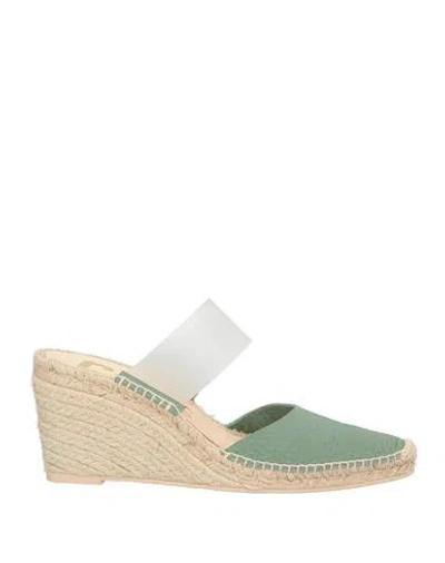 Ras Woman Espadrilles Sage Green Size 11 Leather, Plastic In Multi