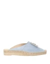 Ras Woman Espadrilles Sky Blue Size 7 Leather In Blue
