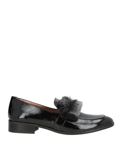 Ras Woman Loafers Black Size 8 Leather, Textile Fibers