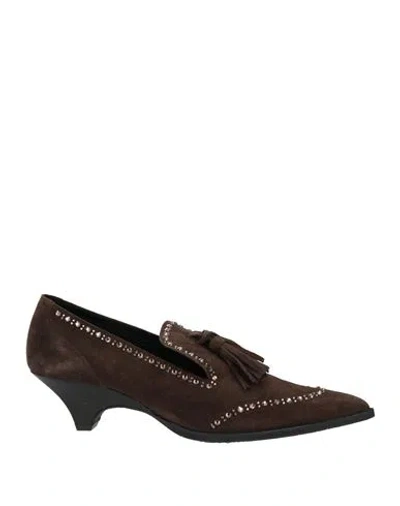 Ras Woman Loafers Chocolate Brown Size 8 Leather