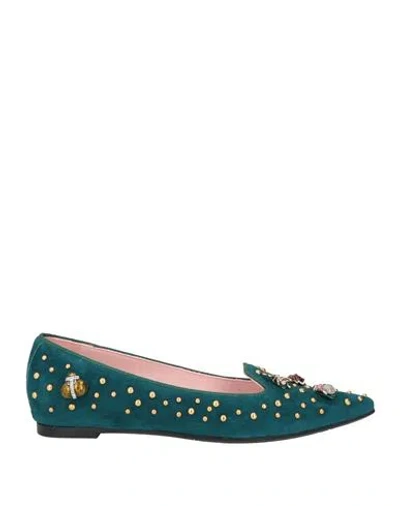Ras Woman Loafers Emerald Green Size 8 Leather