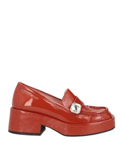 Ras Woman Loafers Rust Size 8 Leather In Red