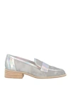Ras Woman Loafers Silver Size 8 Textile Fibers In Silver