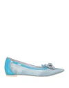 Ras Woman Loafers Sky Blue Size 7 Textile Fibers