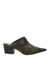Ras Woman Mules & Clogs Military Green Size 7 Leather
