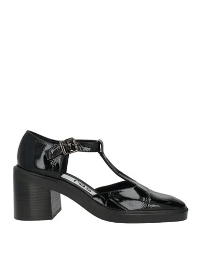 Ras Woman Pumps Black Size 7 Leather In Animal Print