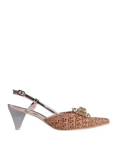 Ras Woman Pumps Camel Size 9 Textile Fibers, Leather In Beige