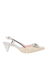 Ras Woman Pumps Cream Size 7 Textile Fibers, Leather In White