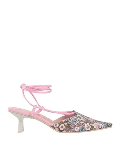 Ras Woman Pumps Military Green Size 7 Textile Fibers In Pink