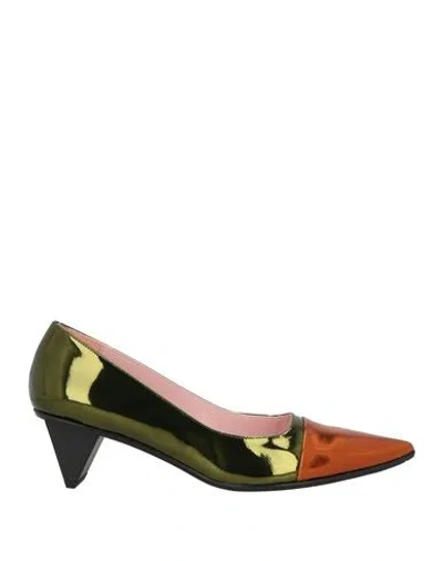 Ras Woman Pumps Military Green Size 8 Leather