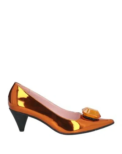 Ras Woman Pumps Orange Size 8 Leather