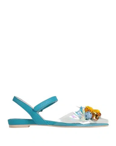 Ras Woman Sandals Azure Size 7 Plastic, Leather In Blue