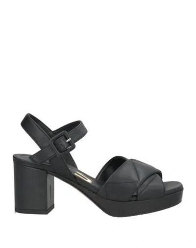 Ras Woman Sandals Black Size 8 Calfskin In Multi