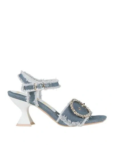 Ras Woman Sandals Blue Size 7 Textile Fibers
