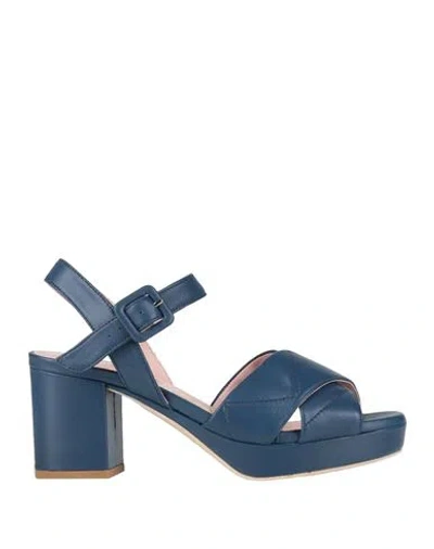 Ras Woman Sandals Navy Size 6 Calfskin In Multi