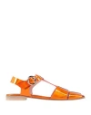 Ras Woman Sandals Orange Size 7 Leather In Orange