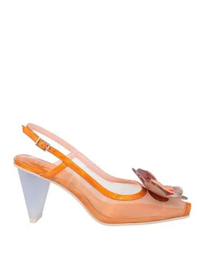 Ras Woman Sandals Orange Size 7 Textile Fibers, Leather