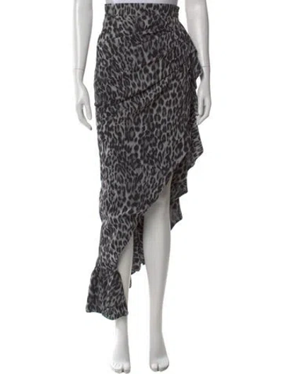 Pre-owned Rasario Animal Print Midi Length Skirt In Gray