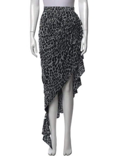 Pre-owned Rasario Animal Print Midi Length Skirt In Grey