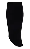 Rasario Asymmetrical Velvet Midi Skirt In Black