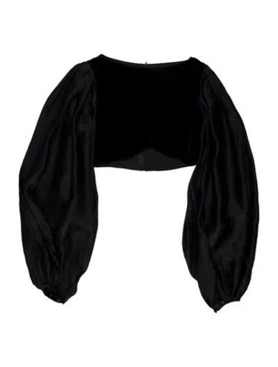 Pre-owned Rasario Bateau Neckline Long Sleeve Crop Top In Blue