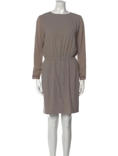 Pre-owned Rasario Bateau Neckline Mini Dress In Neutral