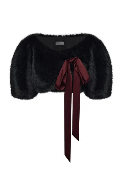 Rasario Bow-detailed Faux Fur Bolero In Black