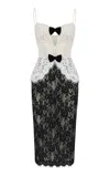 Rasario Bow-detailed Lace Corset Midi Dress In Black,white