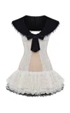 Rasario Bow-detailed Lace Mini Dress In Black,white
