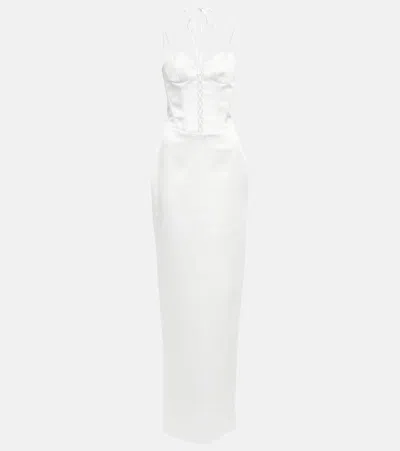 Rasario Bustier Satin Gown In White