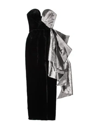 Pre-owned Rasario Colorblock Pattern Long Dress In Black
