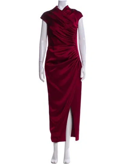 Pre-owned Rasario Cowl Neck Long Dress In Burgundy