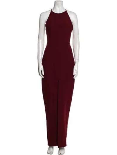 Pre-owned Rasario Crew Neck Long Dress In Burgundy