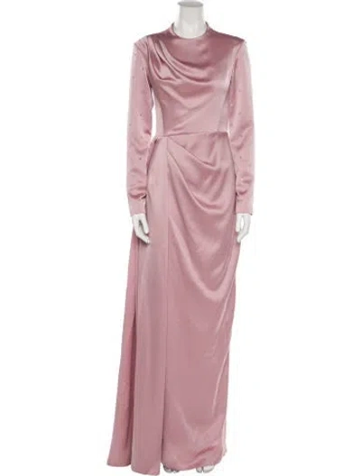 Pre-owned Rasario Crew Neck Long Dress In Pink