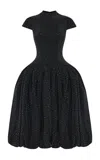 Rasario Crystal-embellished Mesh Midi-dress In Black