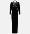 Rasario Crystal-embellished Velvet Gown In Black