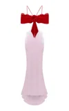 Rasario Cutout Velvet And Satin Dress In Red