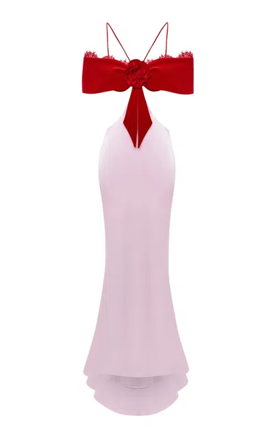 Rasario Cutout Velvet And Satin Dress In Red