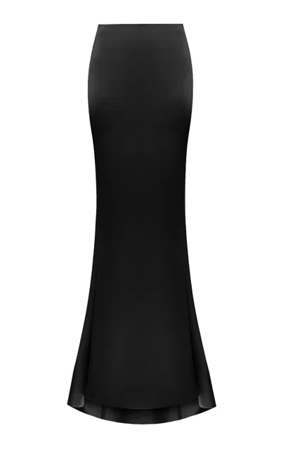 Rasario Draped Satin Maxi Skirt In Black