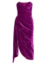 Rasario Draped Velvet Midi Dress In Purple In Purple