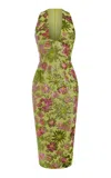 Rasario Embellished Chiffon Midi Dress In Green