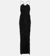 Rasario Floral-appliqué Chiffon Gown In Black