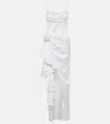 Rasario Floral-appliqué Satin Gown In White